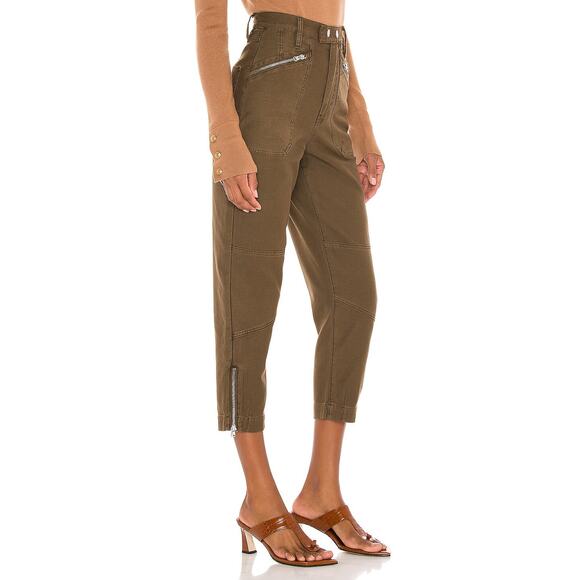 Frame Moto Zip Crop Pants in Washed Army | Size 24 - Picture 4 of 6